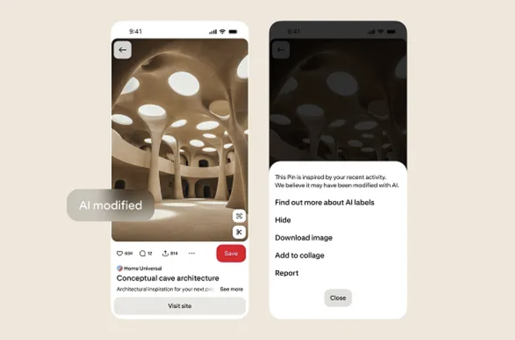Pinterest推出新功能，用户可减少AI生成内容出现频率