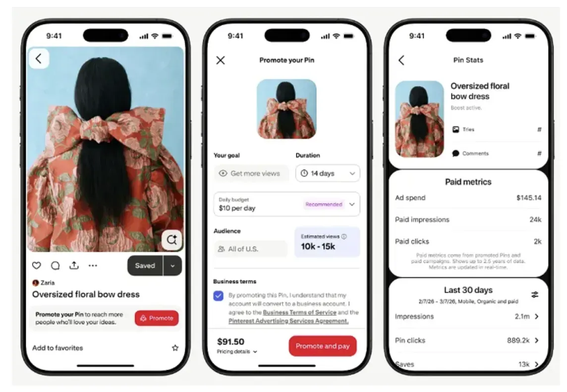 Pinterest推出新广告功能Promote a Pin